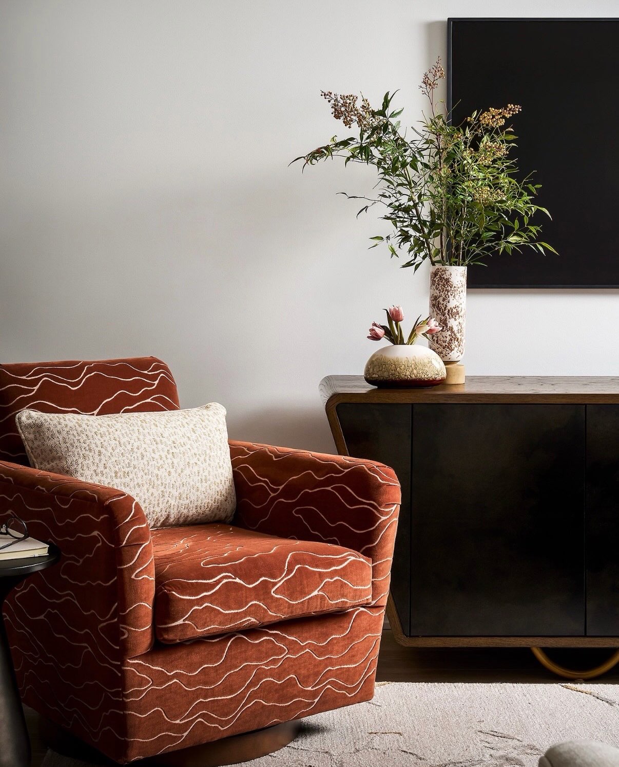 16. Use a Terracotta Pattern for One Accent Chair