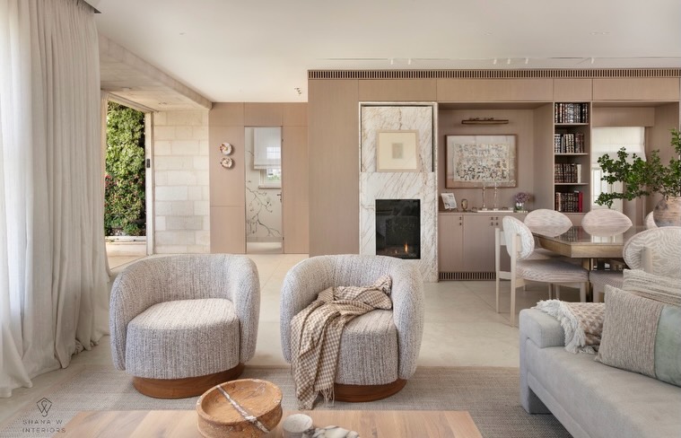 20. Blend Warm Taupe Millwork With Textured Chairs