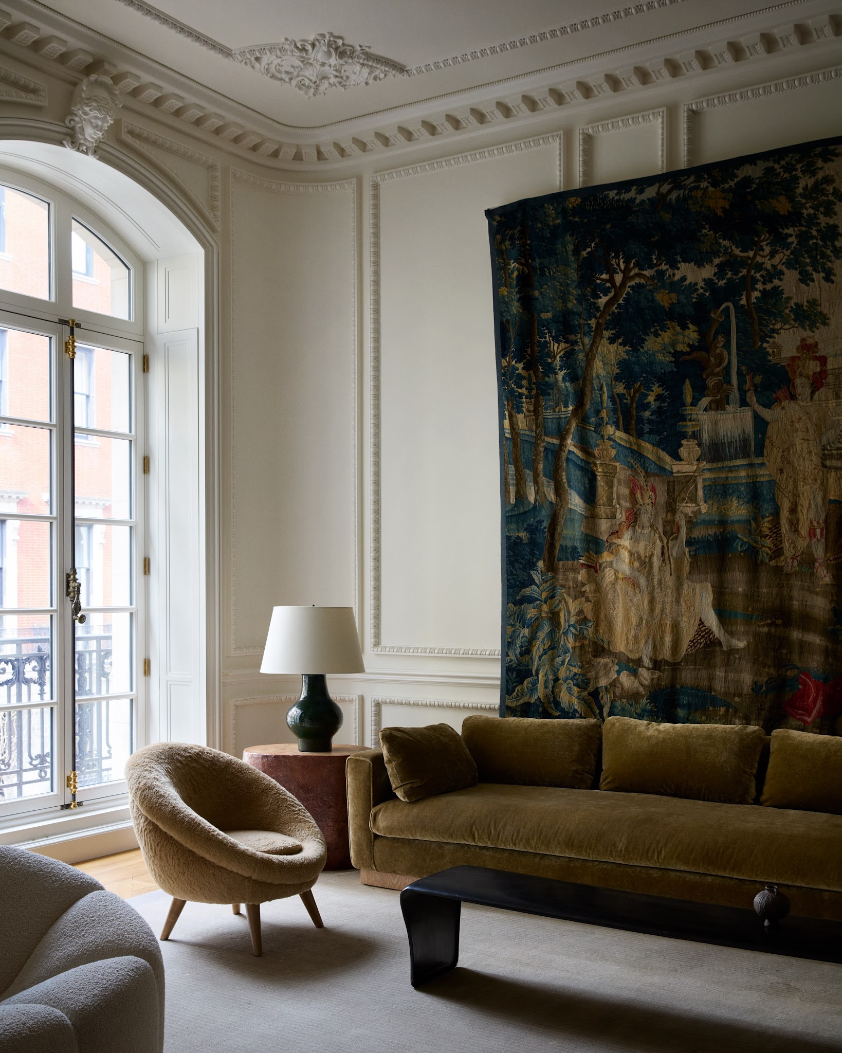 7. Bring a Tapestry Into a Contemporary Seating Group