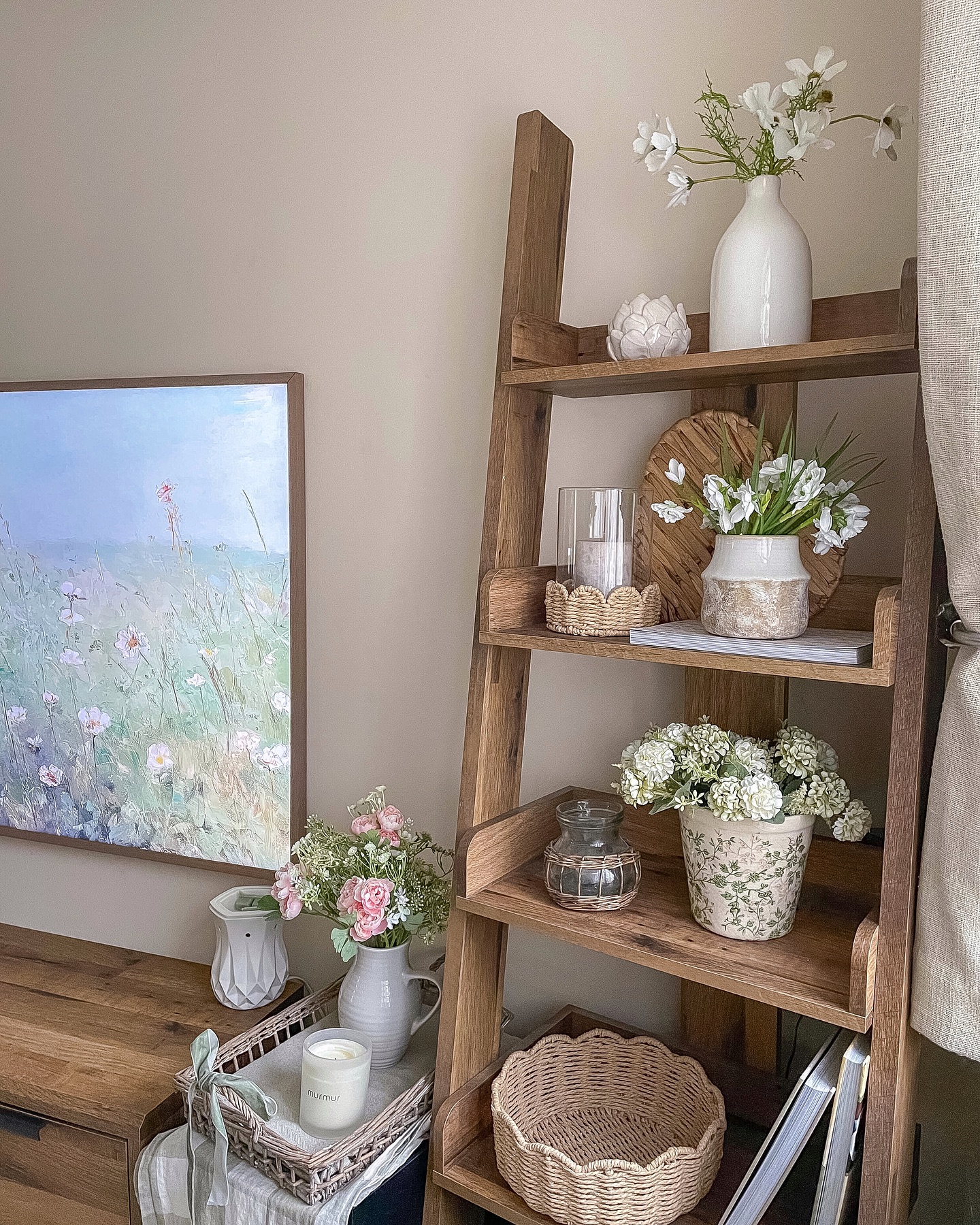 19. Style a Ladder Shelf Beside the Television