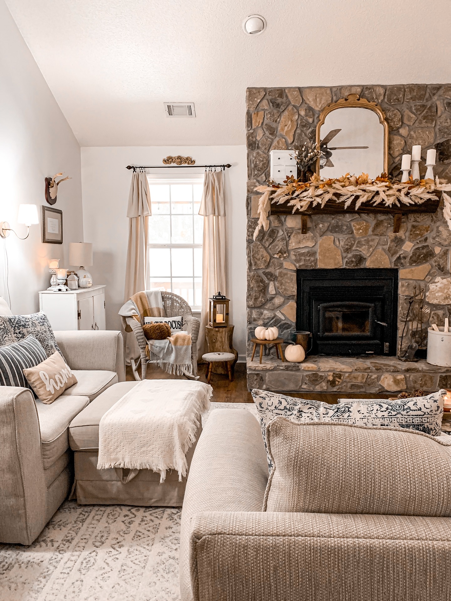 10. Give a Rustic Fireplace a Softer Frame