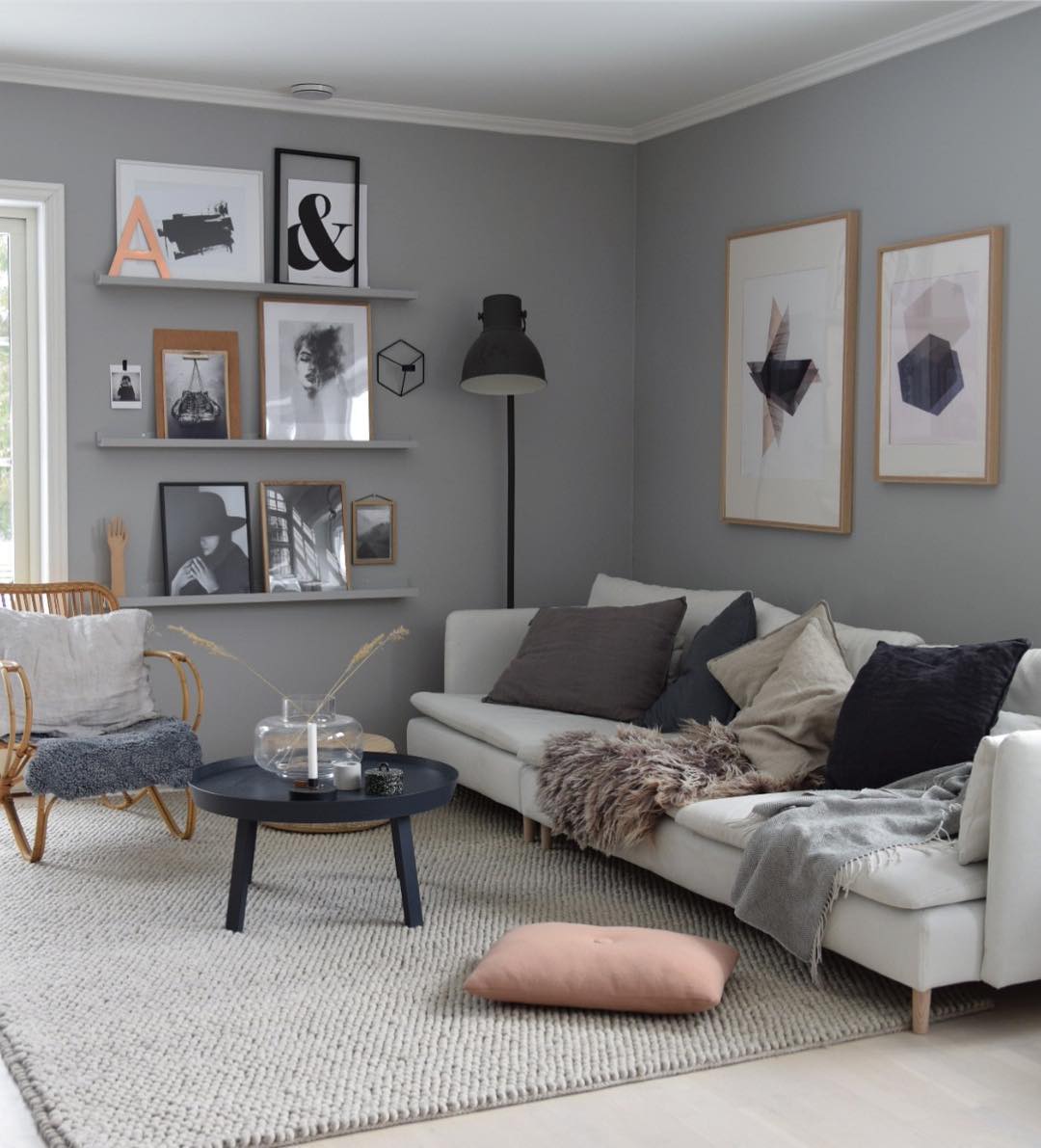 2. Anchor a Soft Gray Corner with Black Metal