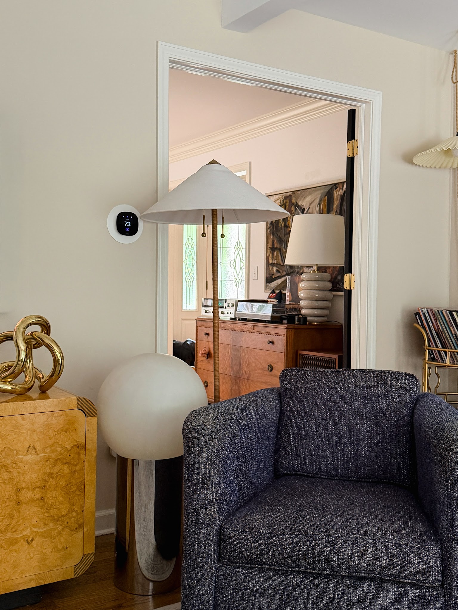 6. Layer a Tall Shade with a Low Globe