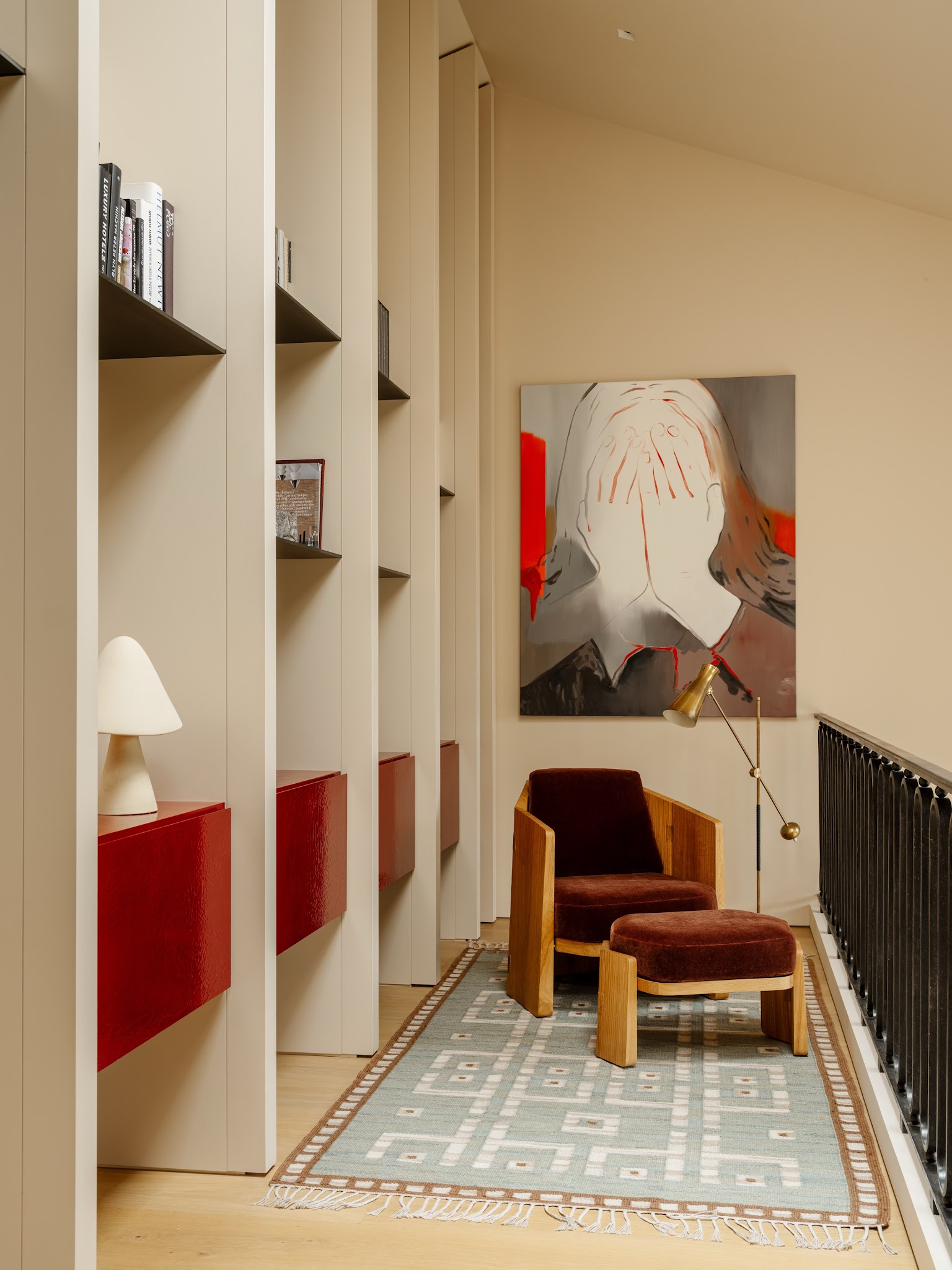 14. Create a Library Seat with a Slender Brass Lamp