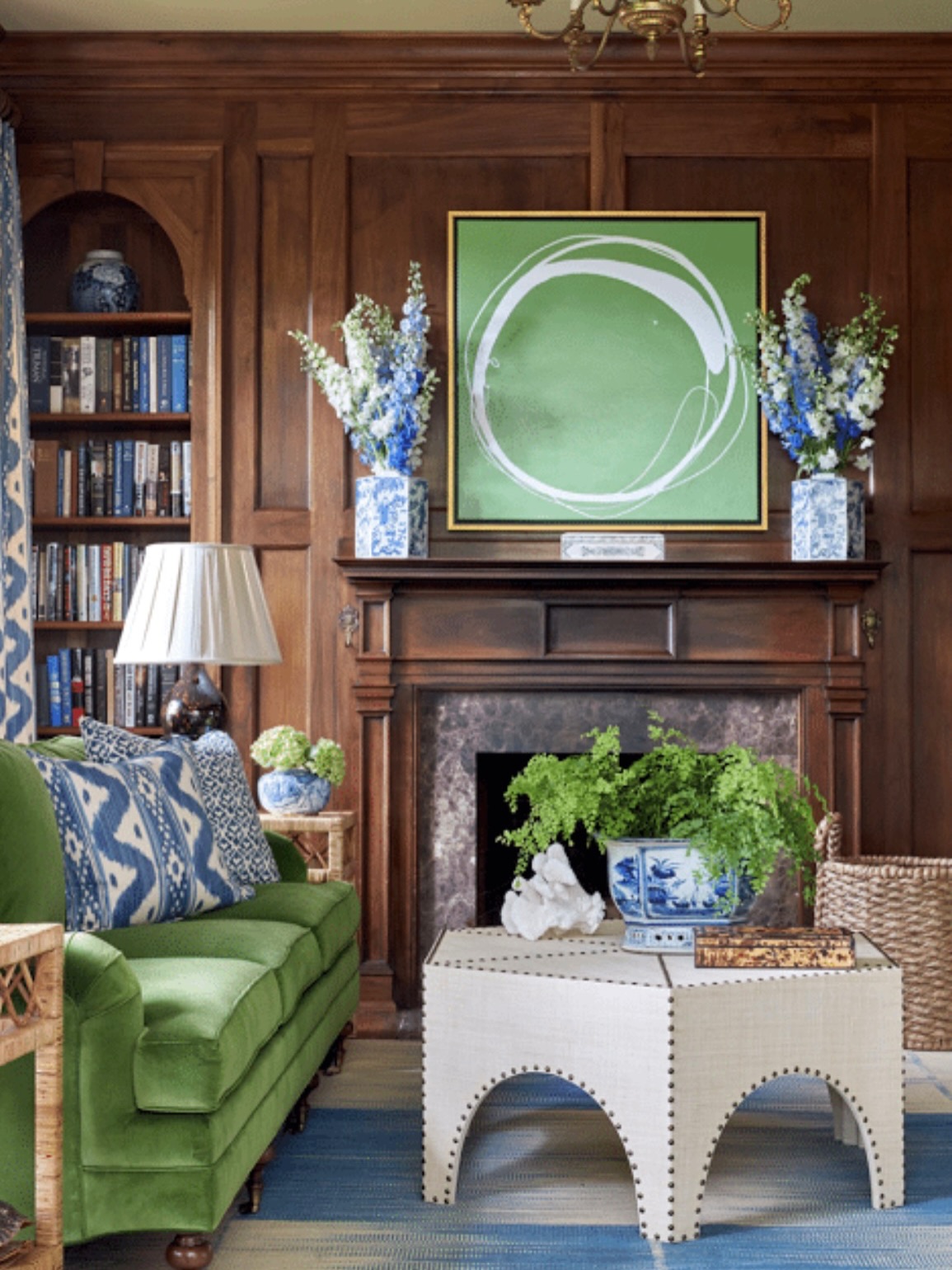 12. Brighten Dark Paneling With Green and Blue