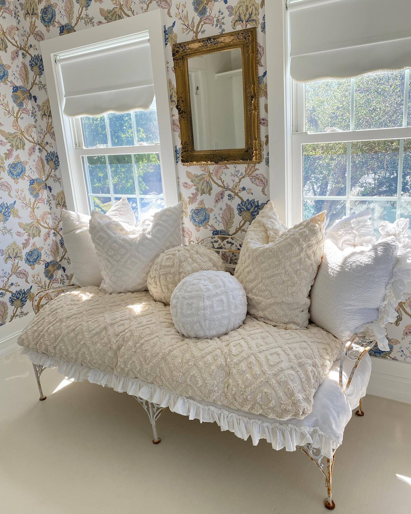 2. Soften a Floral Corner With Cream Textures