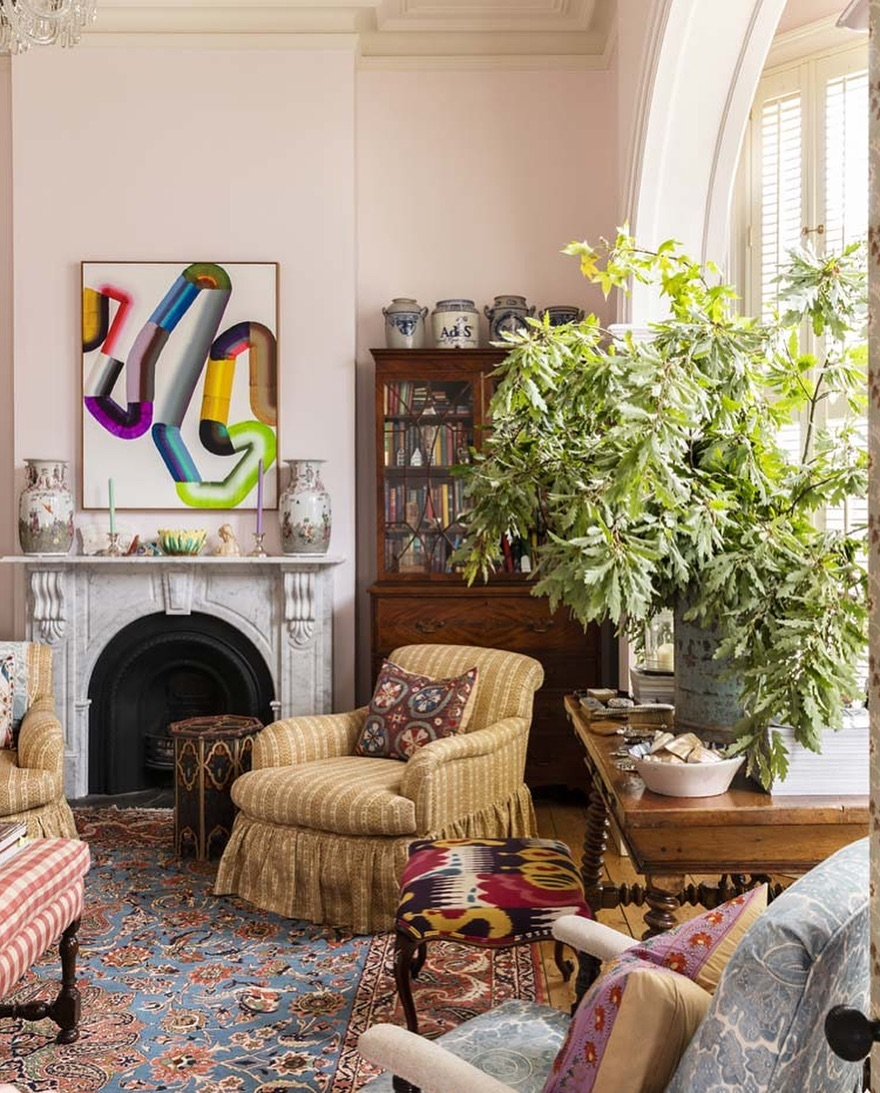 14. Give Classic Upholstery a Playful Art Partner