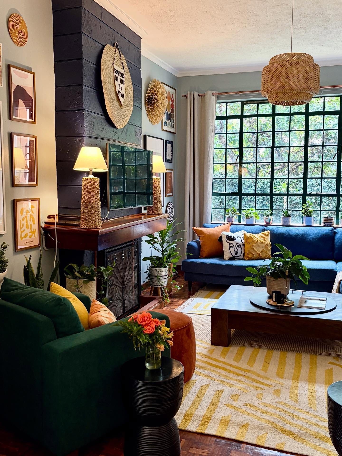 12. Mix a Green Couch With a Blue Companion