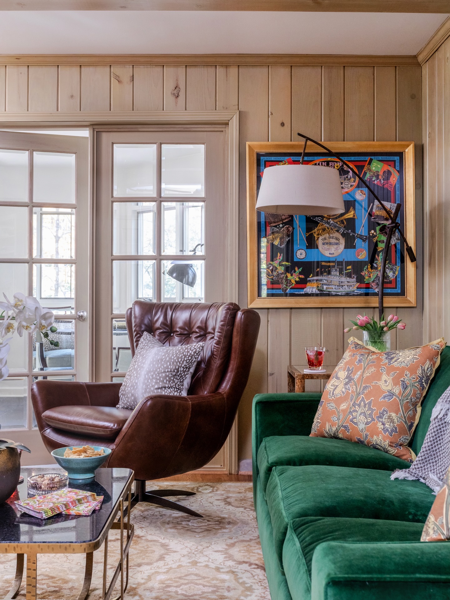 15. Brighten a Wood Paneled Room With Emerald