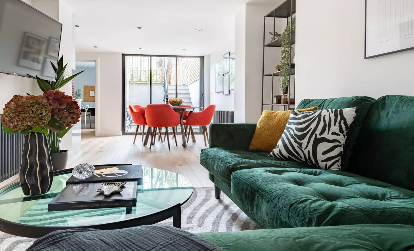 17. Use Green to Anchor an Open Plan Layout