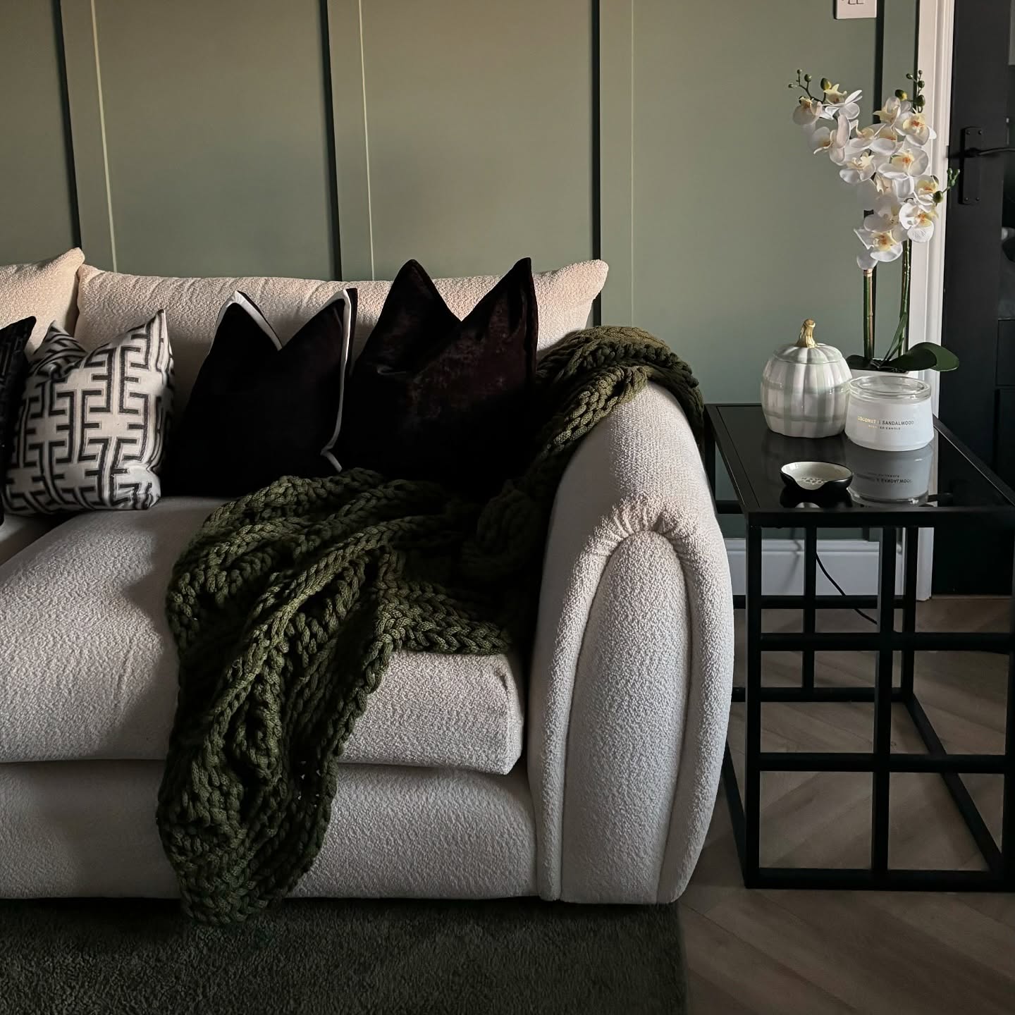 12. Layer Olive Textiles Against Sage Paneling