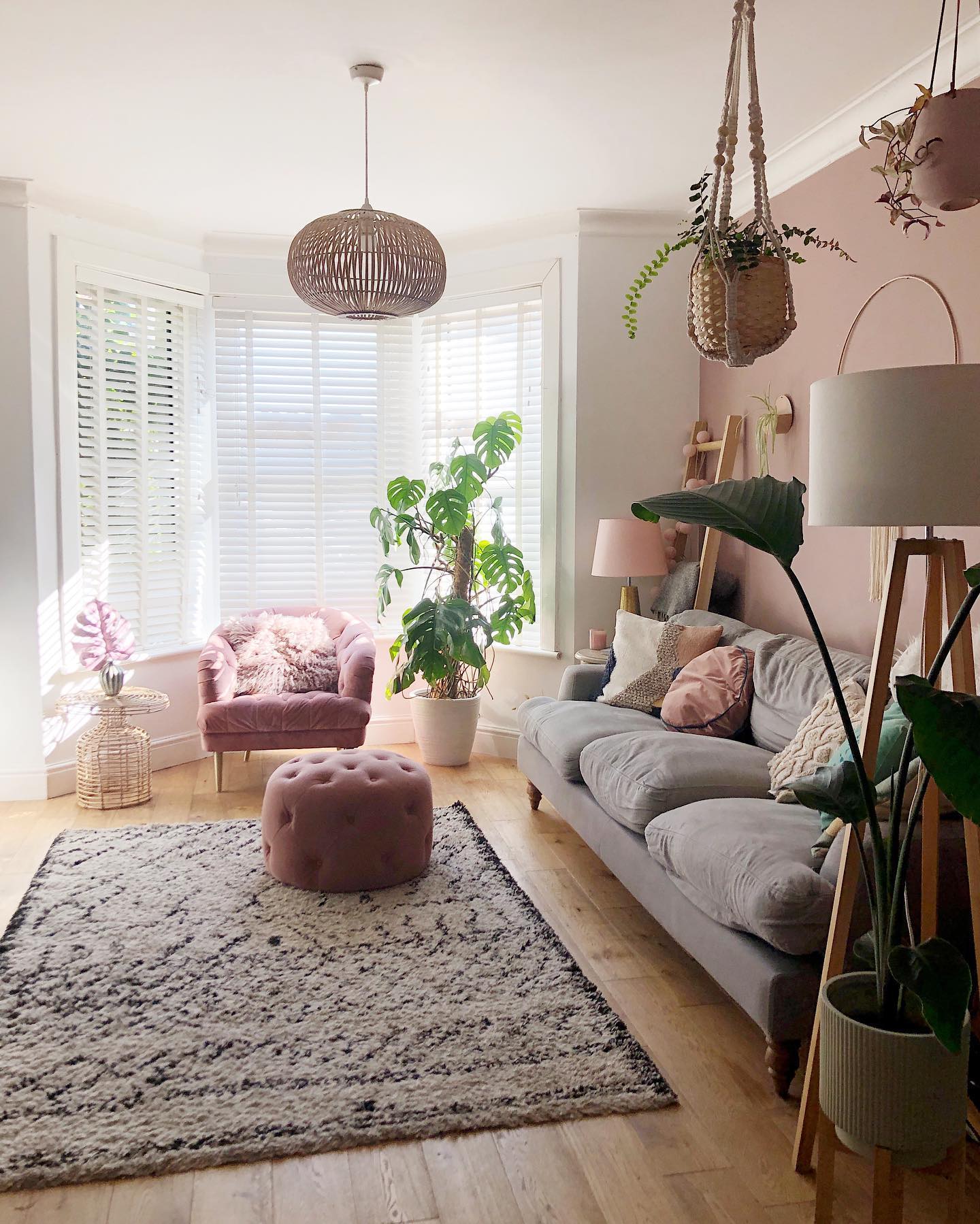 2. Add a Pink Chair to a Gray Sofa Arrangement