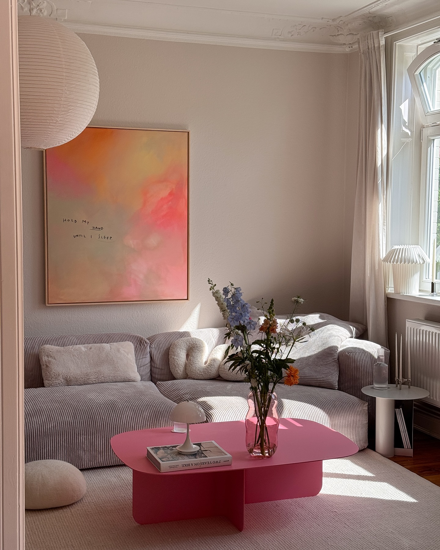 3. Make a Bright Pink Coffee Table the Focal Point