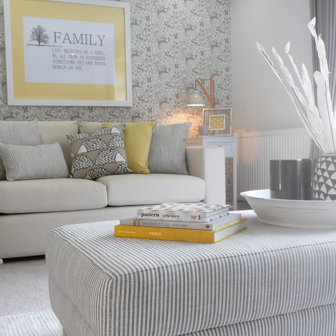 11. Fine Gray Stripes With Soft Yellow Details