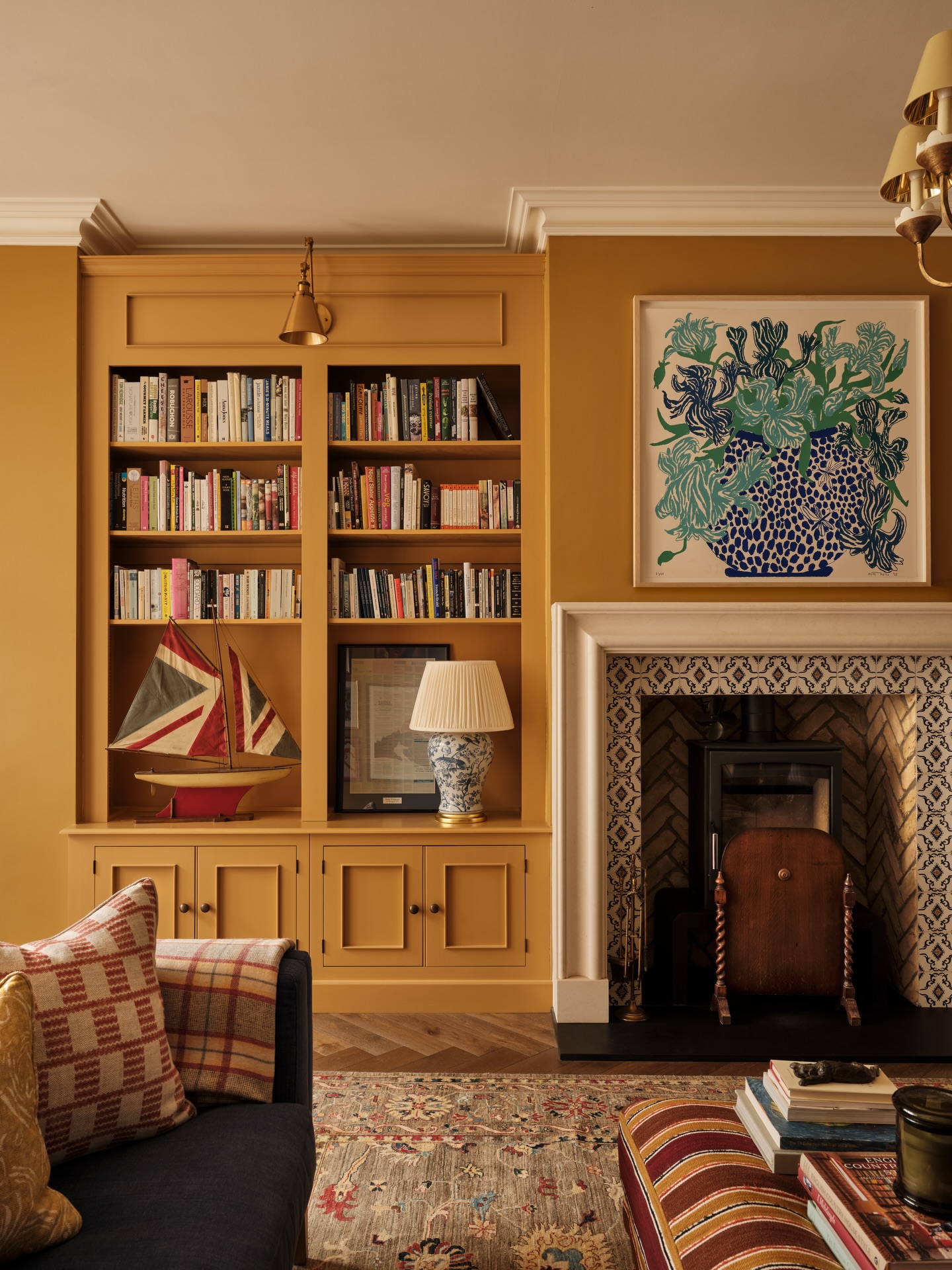 19. Mustard Built-Ins With Charcoal Seating