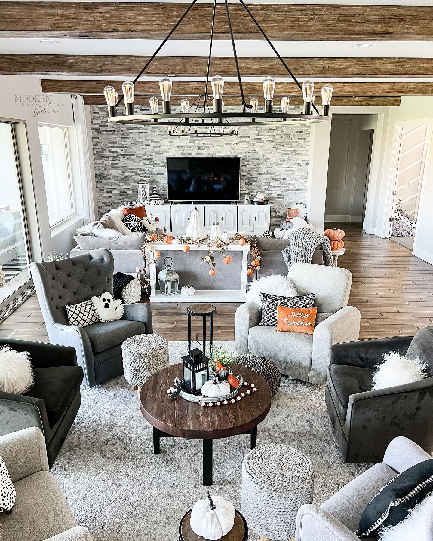 11. Gather Gray Chairs Around a Brown Coffee Table