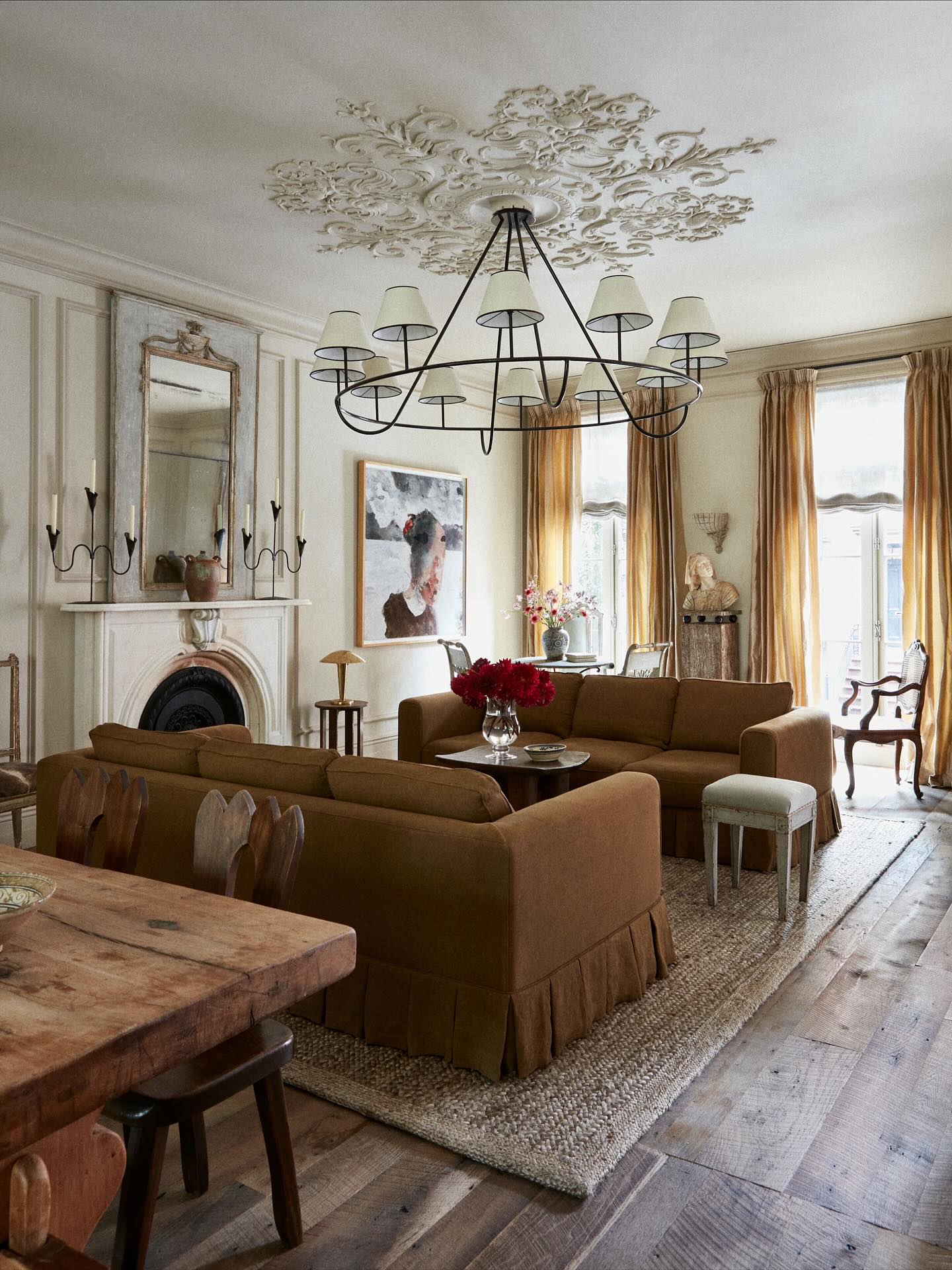 16. Ground Brown Sofas With Weathered Gray Floorboards