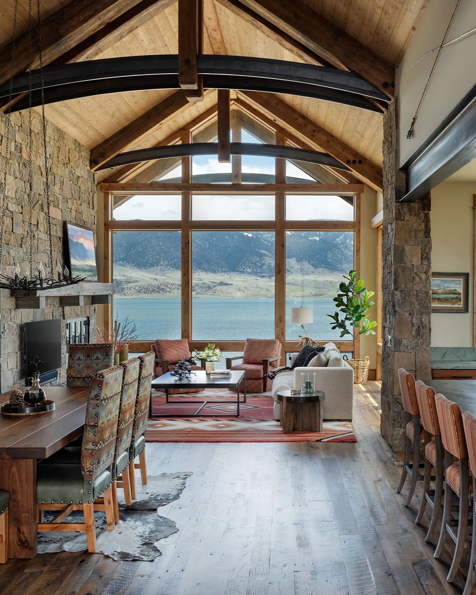 17. Balance Arched Steel Beams with Earthy Pattern