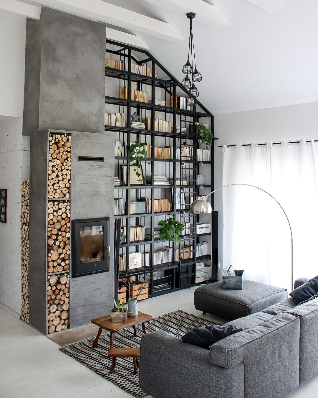 3. Turn Industrial Shelving Into a Feature Wall