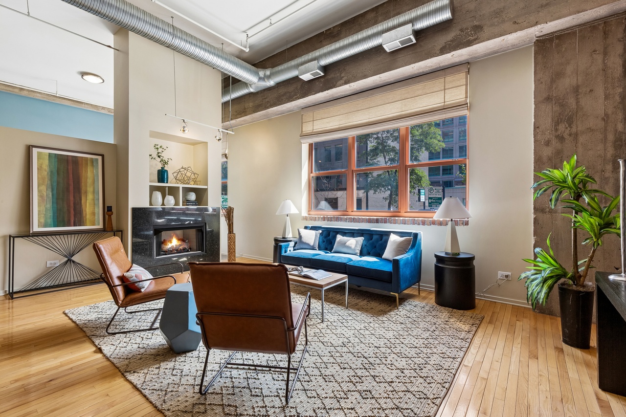10. Anchor Exposed Structure With a Blue Sofa