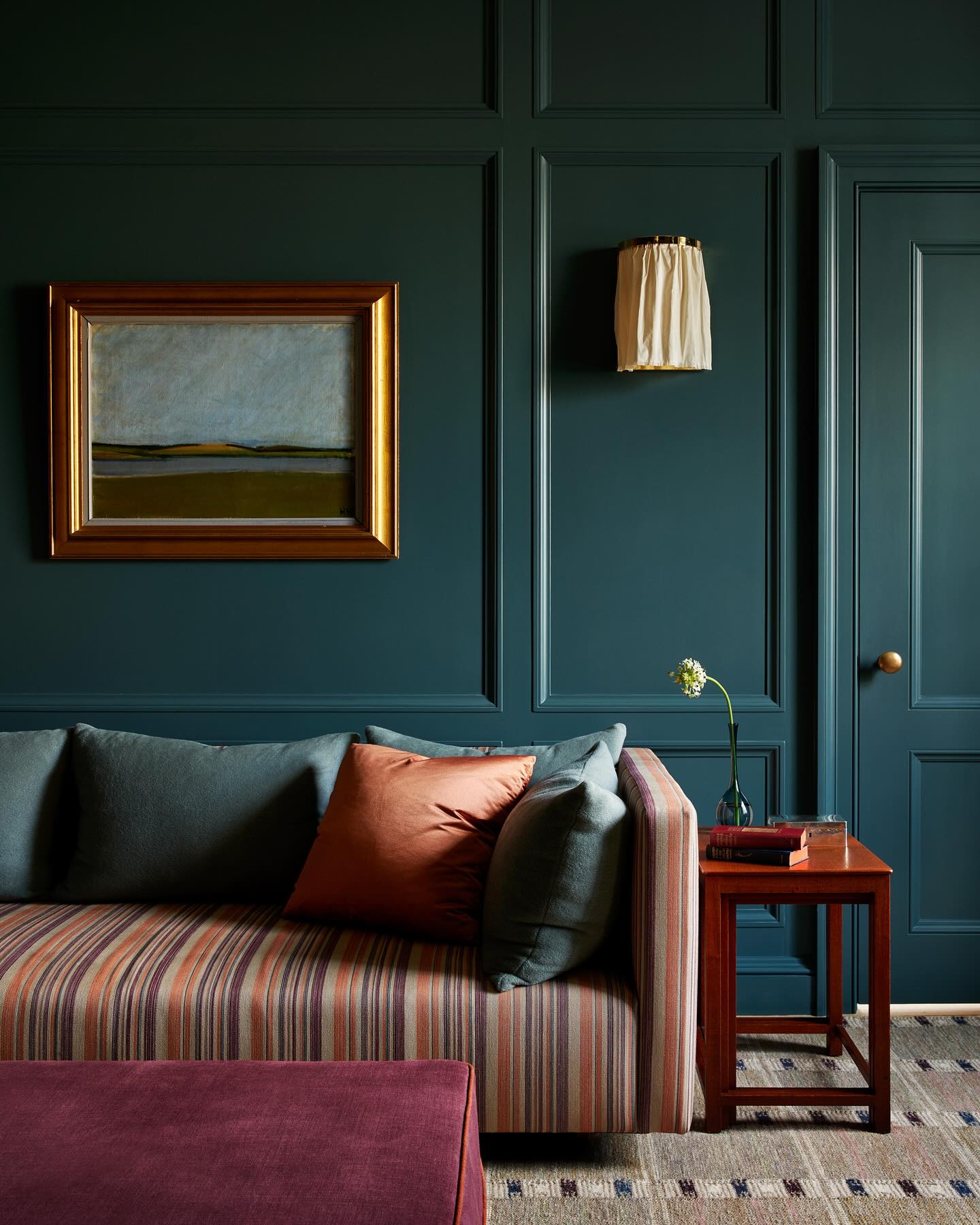 17. Pull Jewel Colors from a Striped Sofa