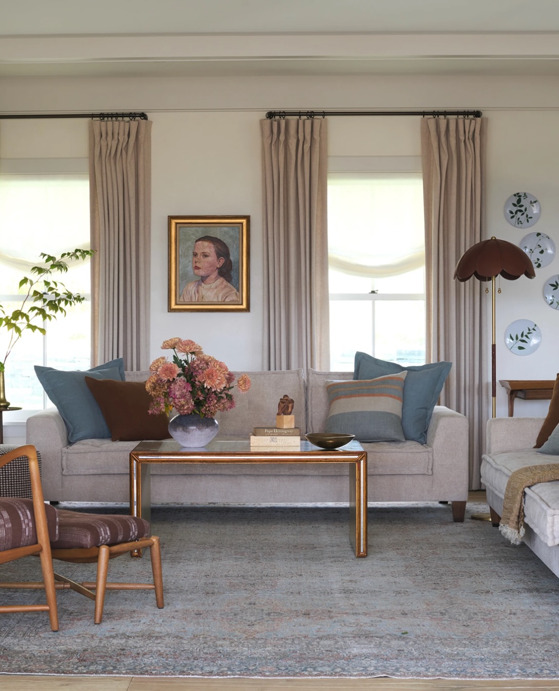 20. Warm a Cool Sofa Palette With Small Rust Accents