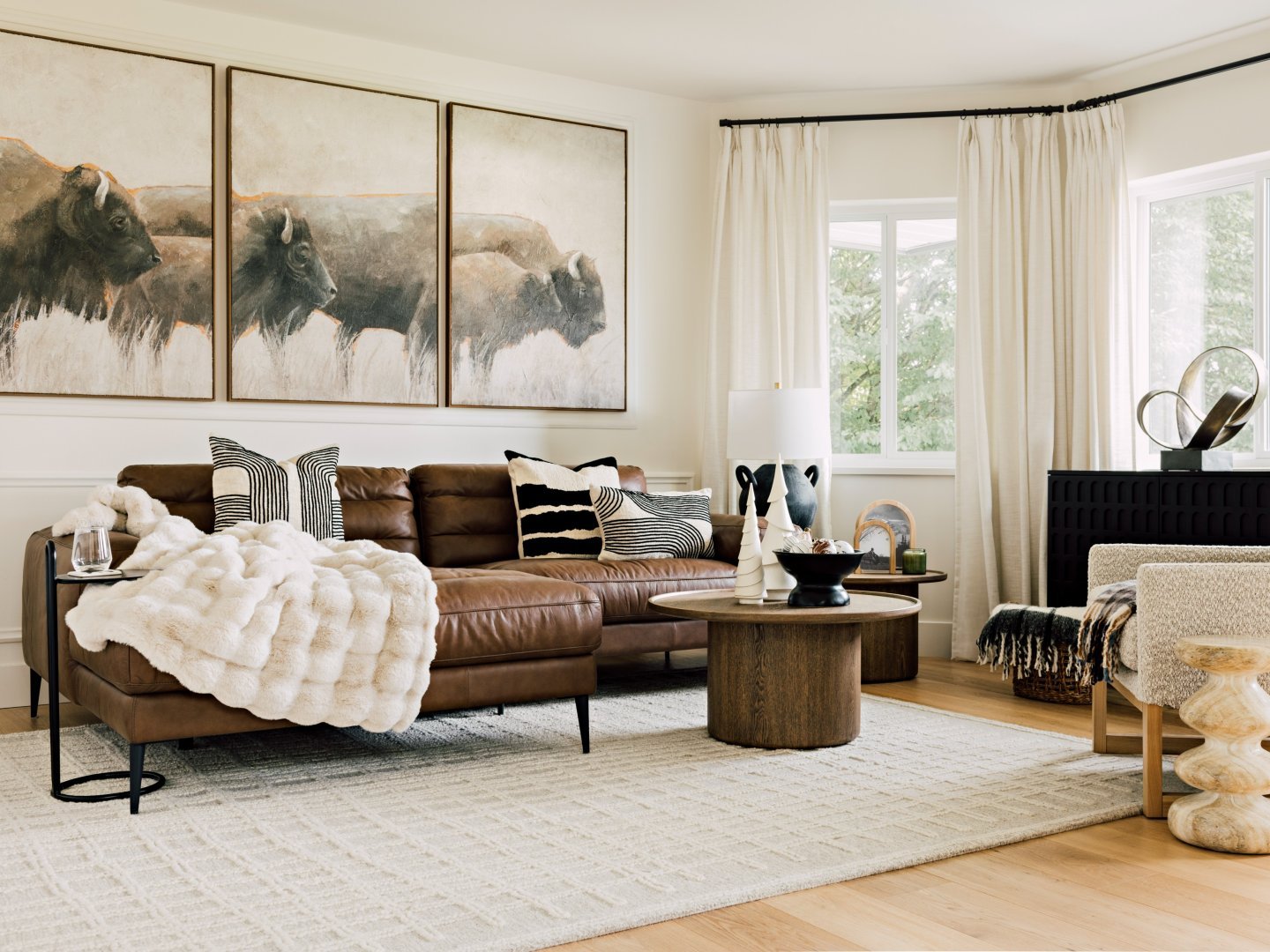 6. Scale a Triptych to a Long Leather Sectional