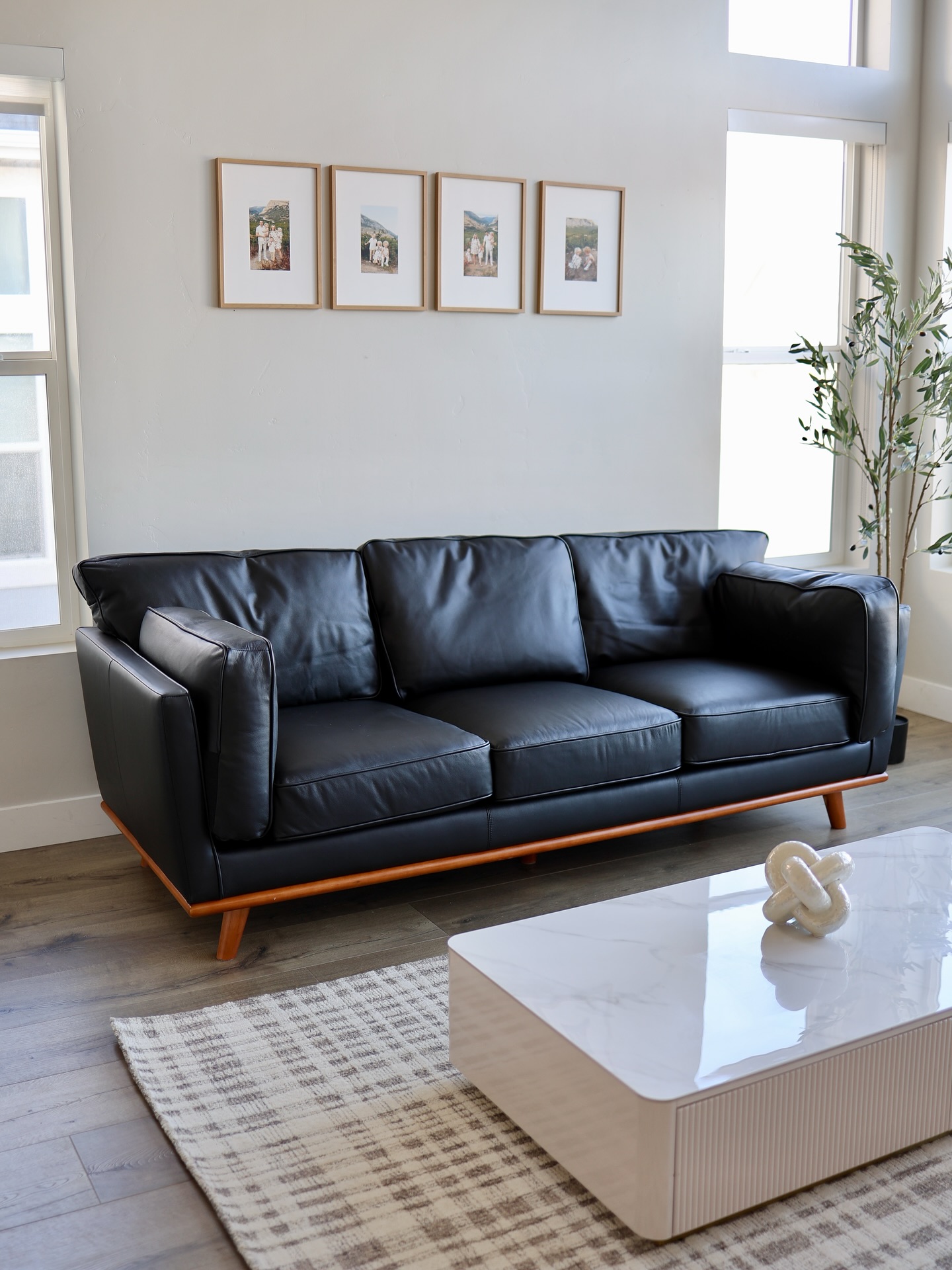 19. Pair Black Leather With a Pale Block Coffee Table