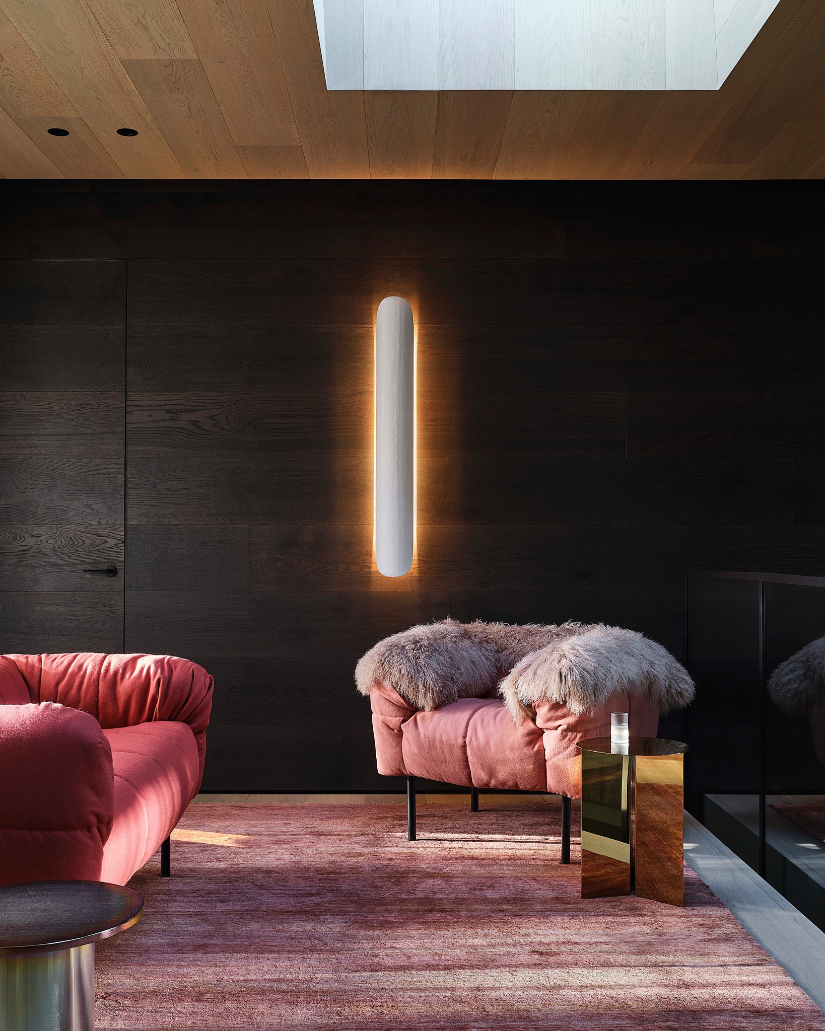 17. Pair Coral and Mauve with Nearly Black Walls