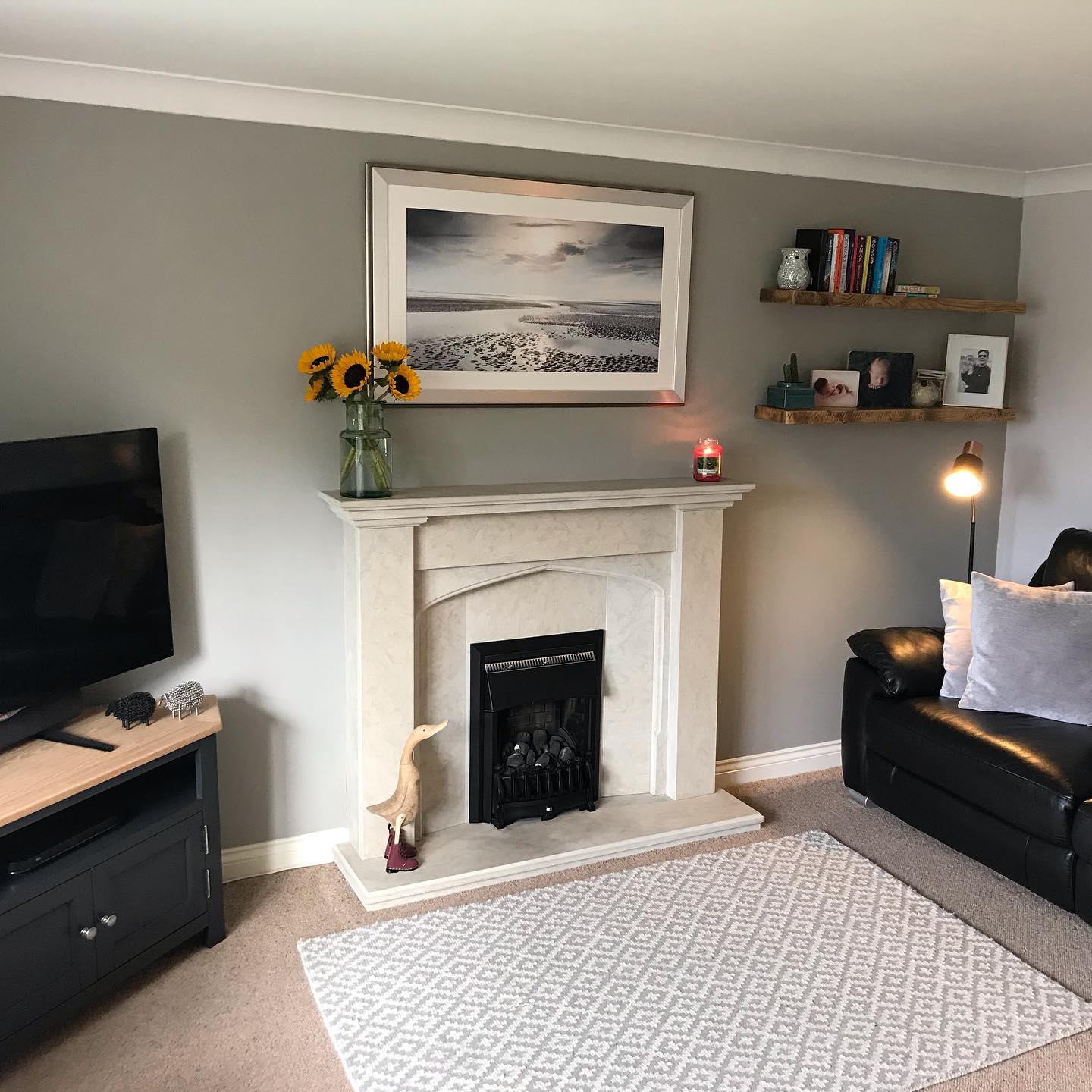 8. Add a Pair of Shelves Beside the Fireplace