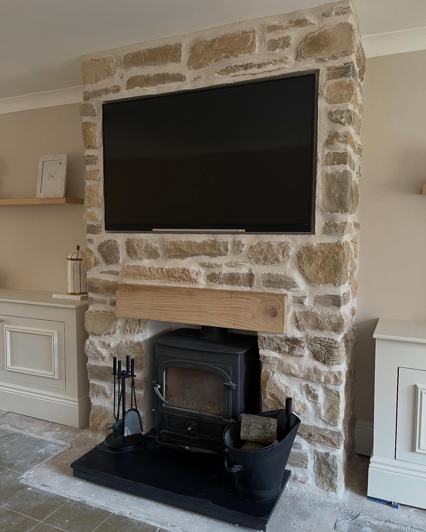 4. Balance Rough Stone With Simple Side Cabinets