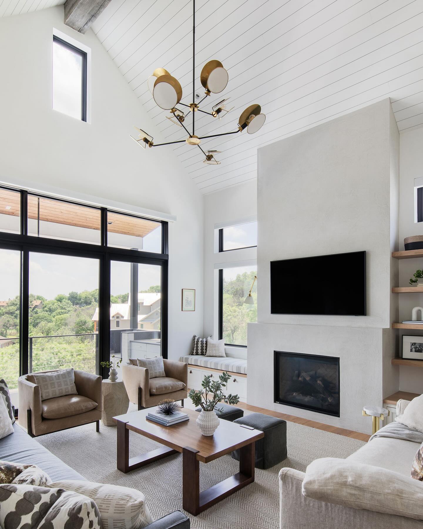 7. Keep a Tall Modern Fireplace Wall Quiet