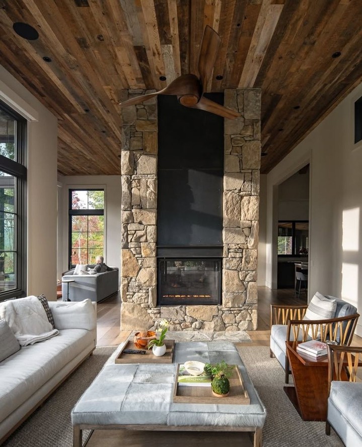 13. Pair a Tall Dark Panel With Natural Texture