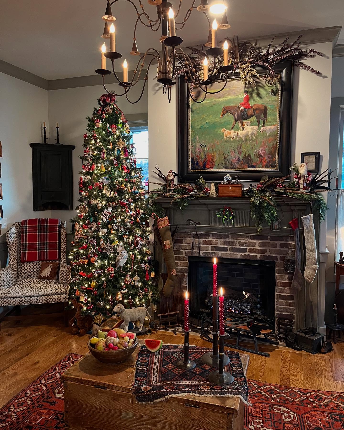 18. Connect a Dark Mantel With Rich Red Accents