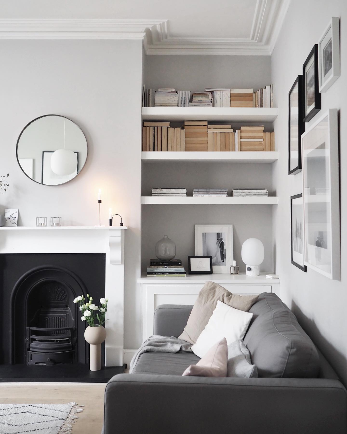 7. Soften a Fireplace Wall With Quiet Display Shelves