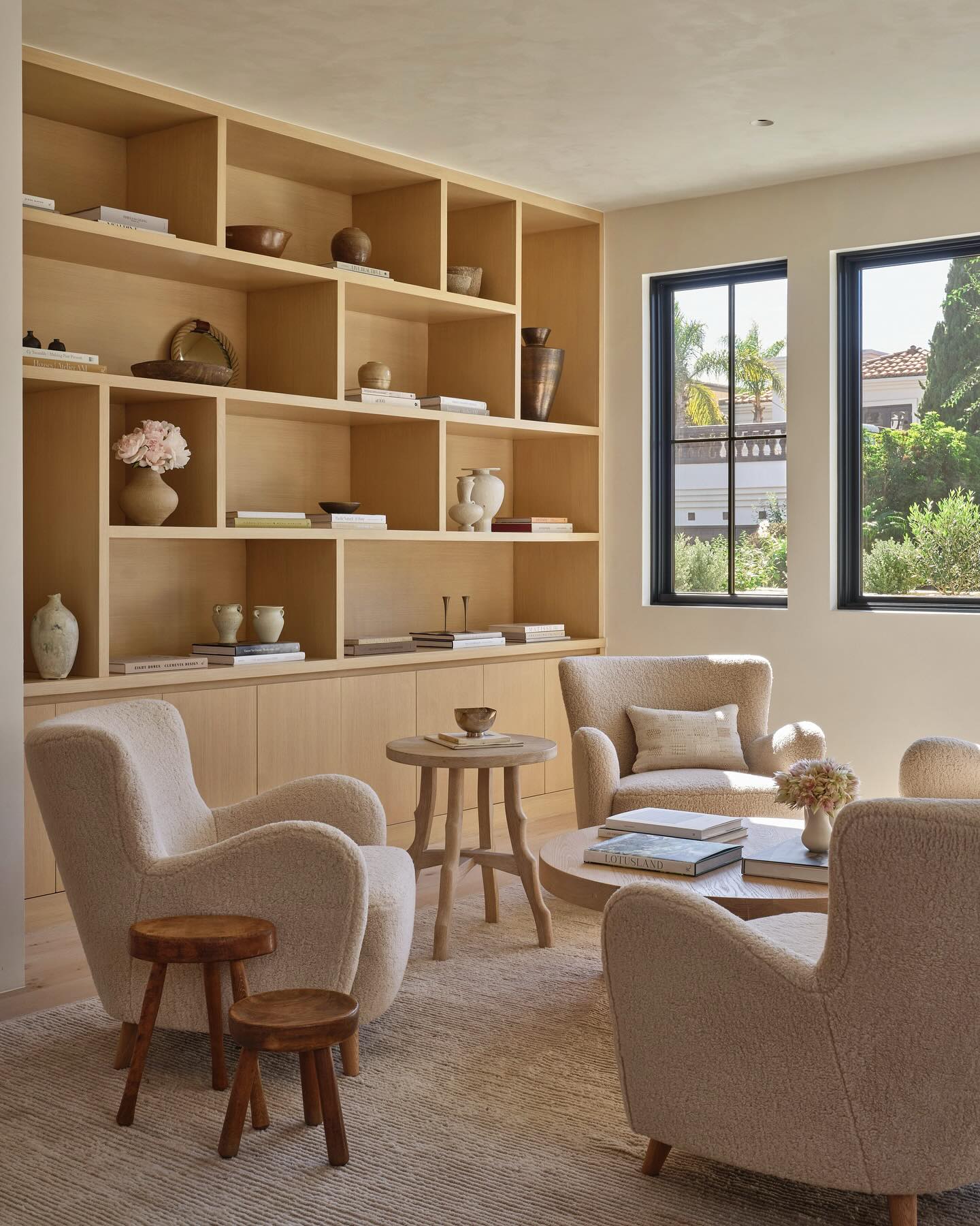 14. Soften a Library Sitting Room With Textured Armchairs