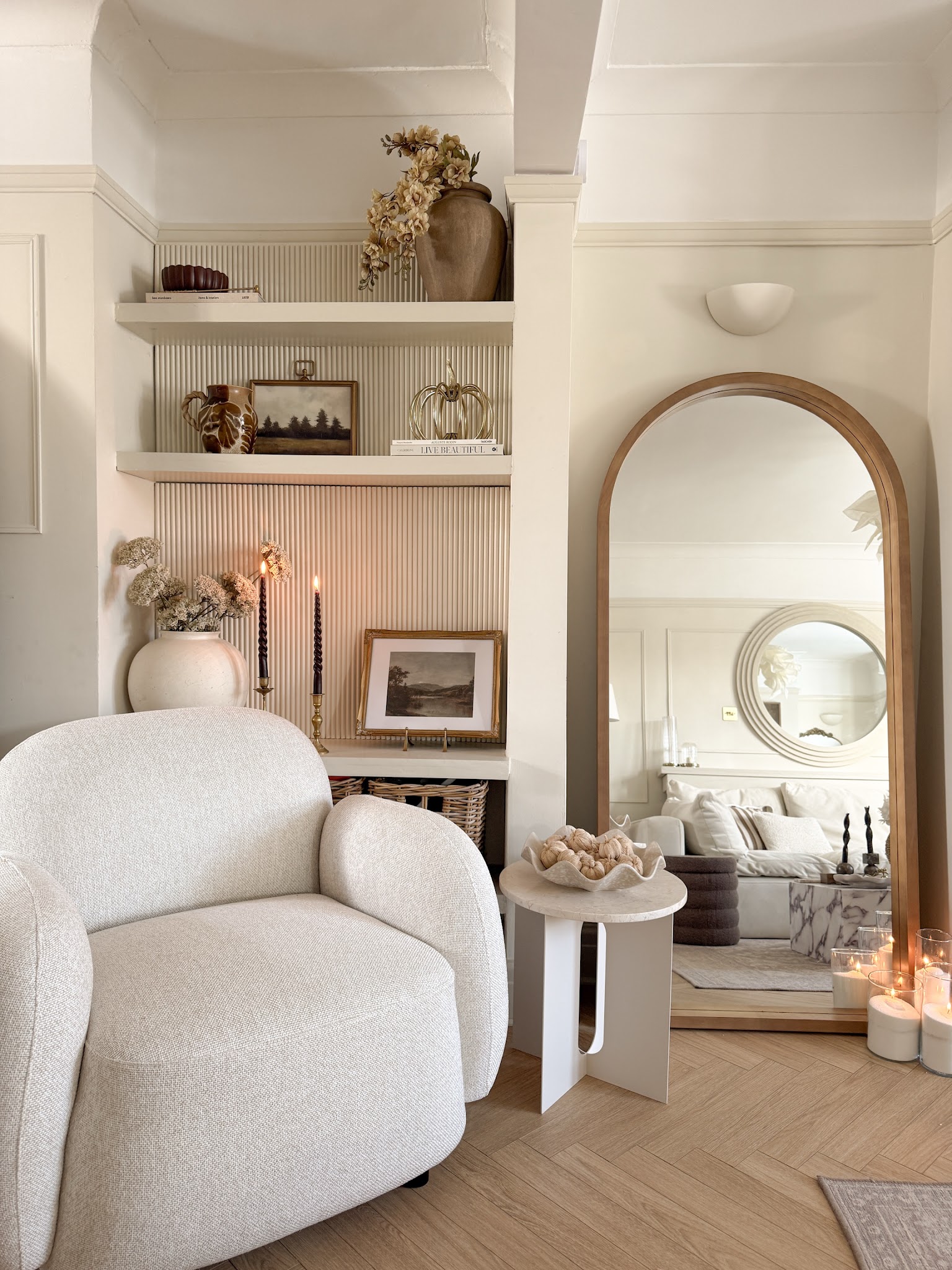 5. Warm a Reading Corner with a Wood Arch