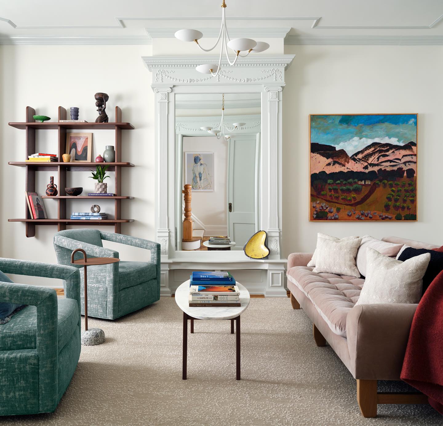 18. Let a Tall Architectural Mirror Anchor the Room