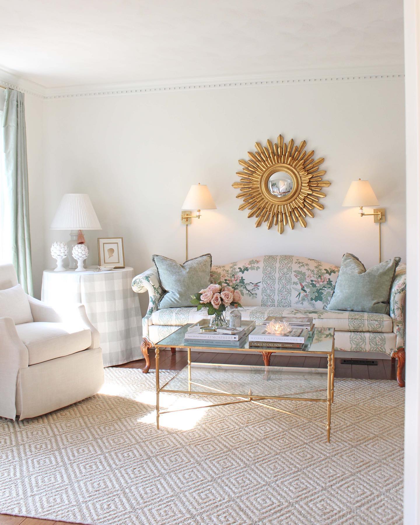 19. Center a Gold Sunburst Between Wall Lamps