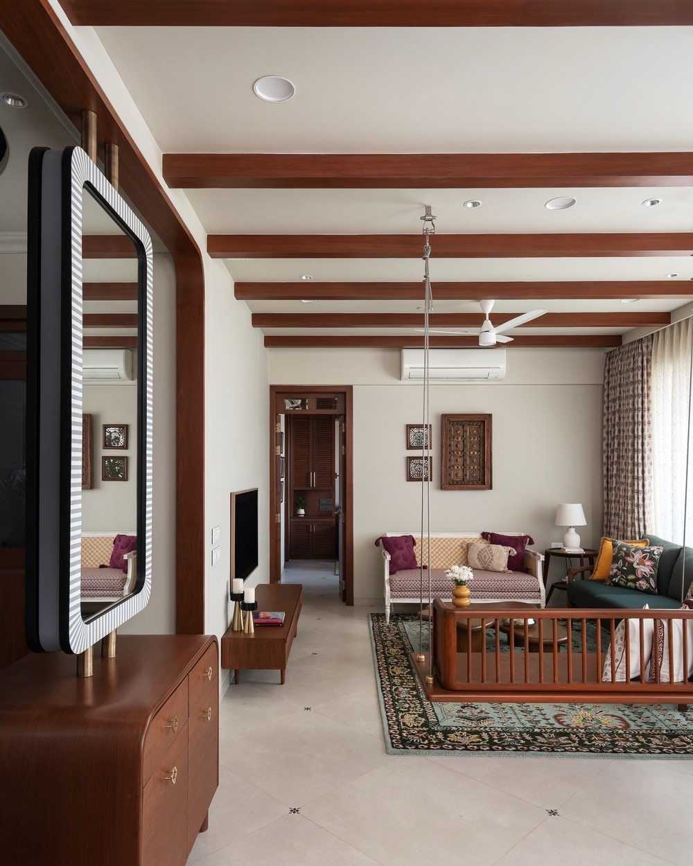 16. Use a Swing to Mark the Lounge Without a Solid Divider