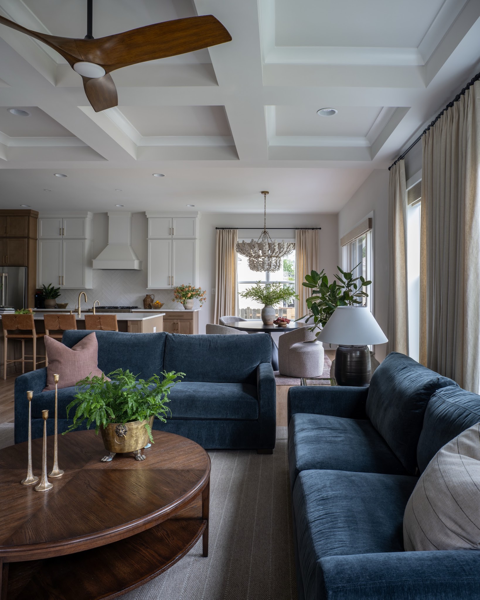18. Connect a Long Open Plan With Consistent Curtains