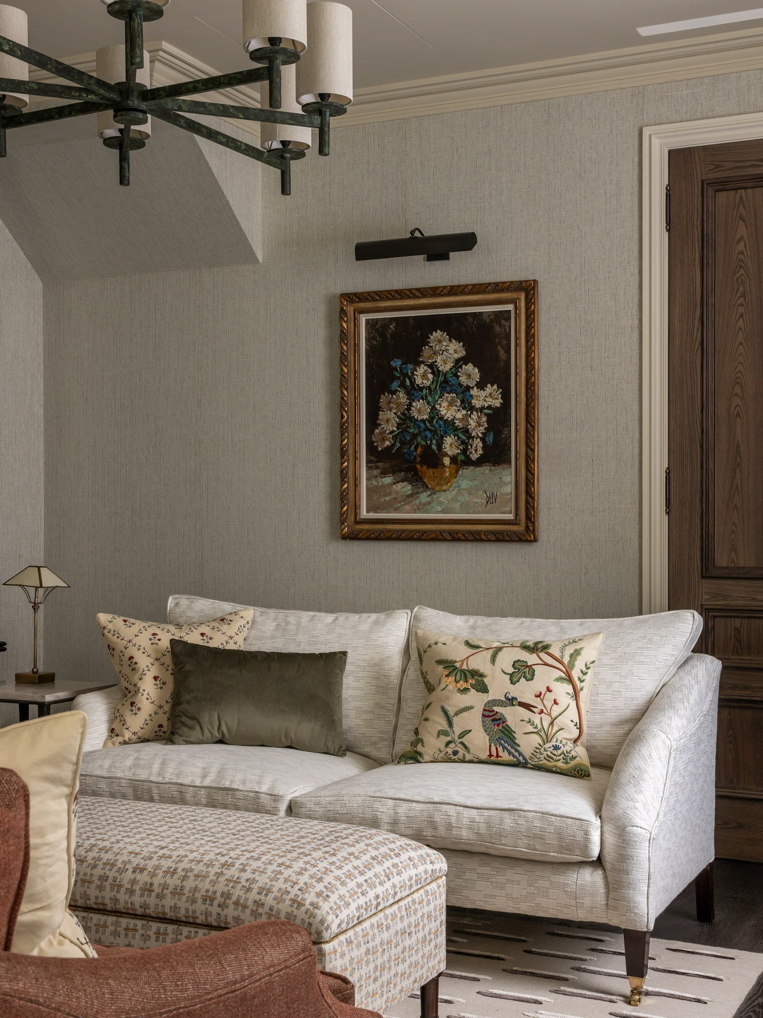 2. Layer Quiet Patterns Around a Pale Sofa