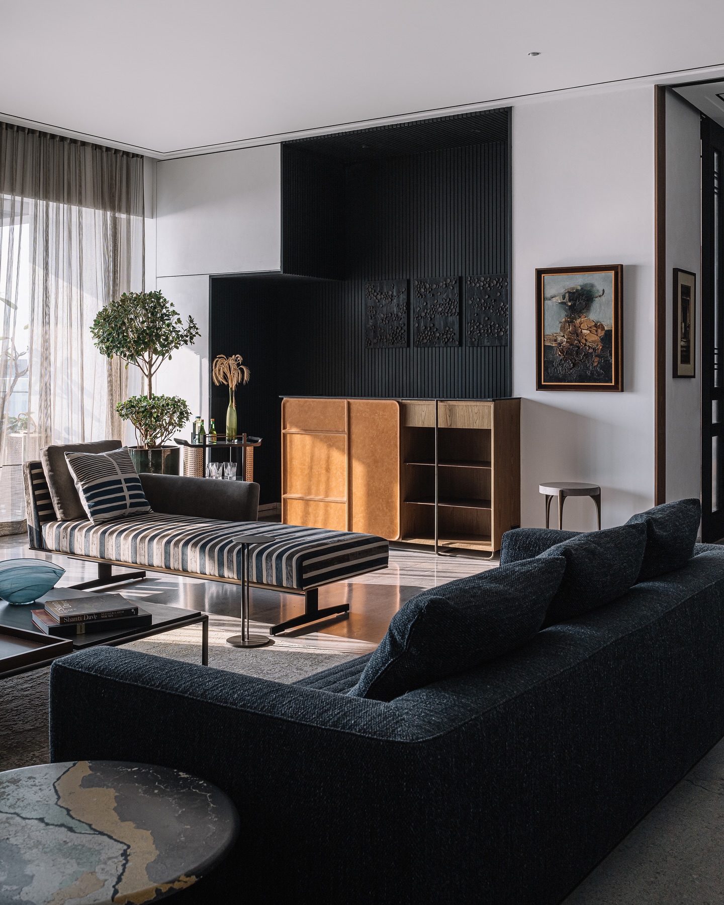 3. Turn a Fluted Bar Wall Into a Focal Point