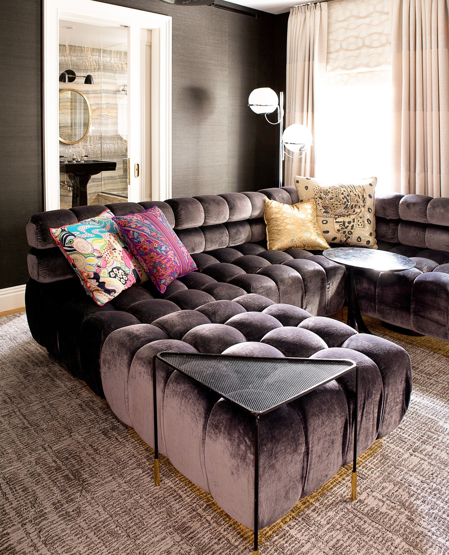 12. Give a Purple Sectional Room to Show Its Texture