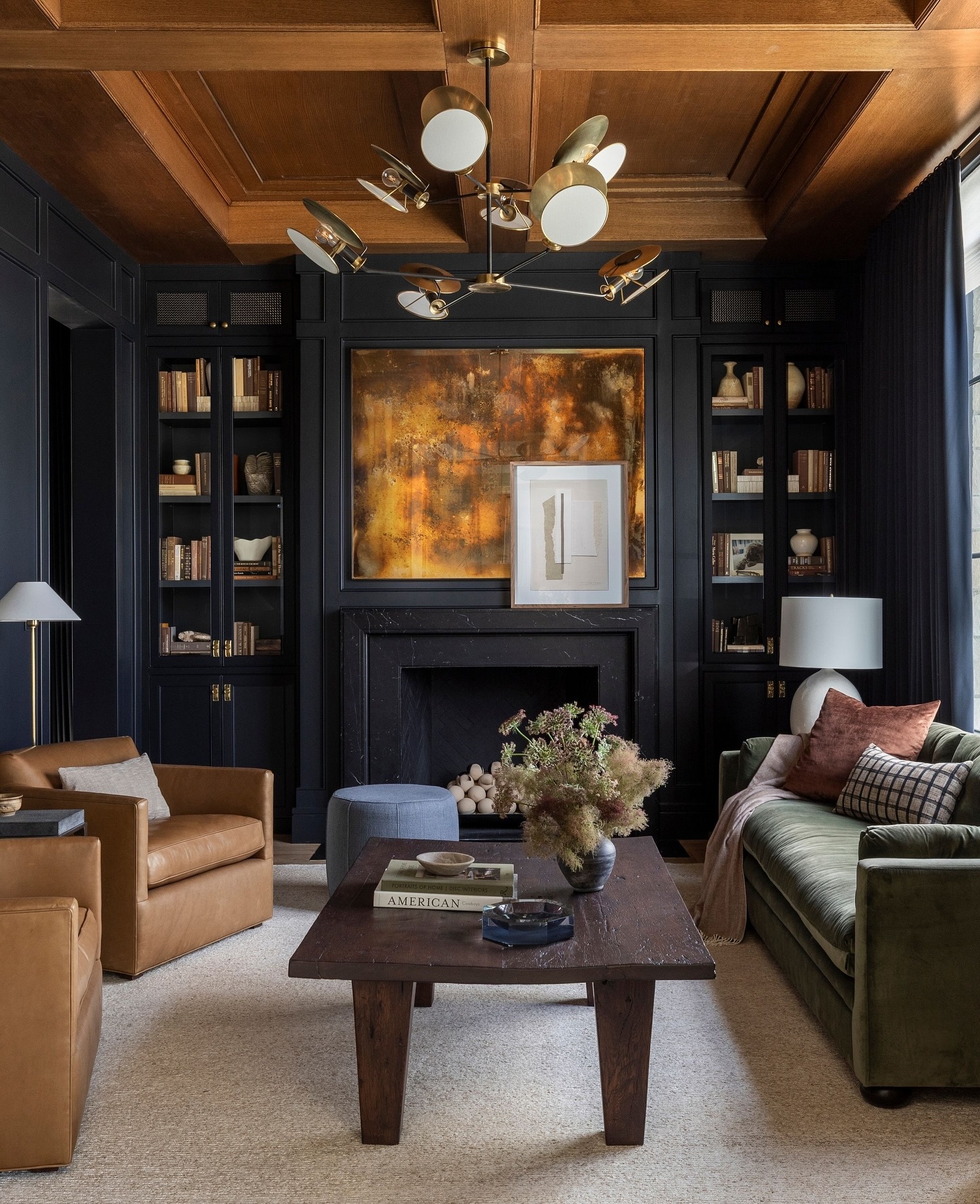 17. Frame a Smoked Mirror With Dark Shelving