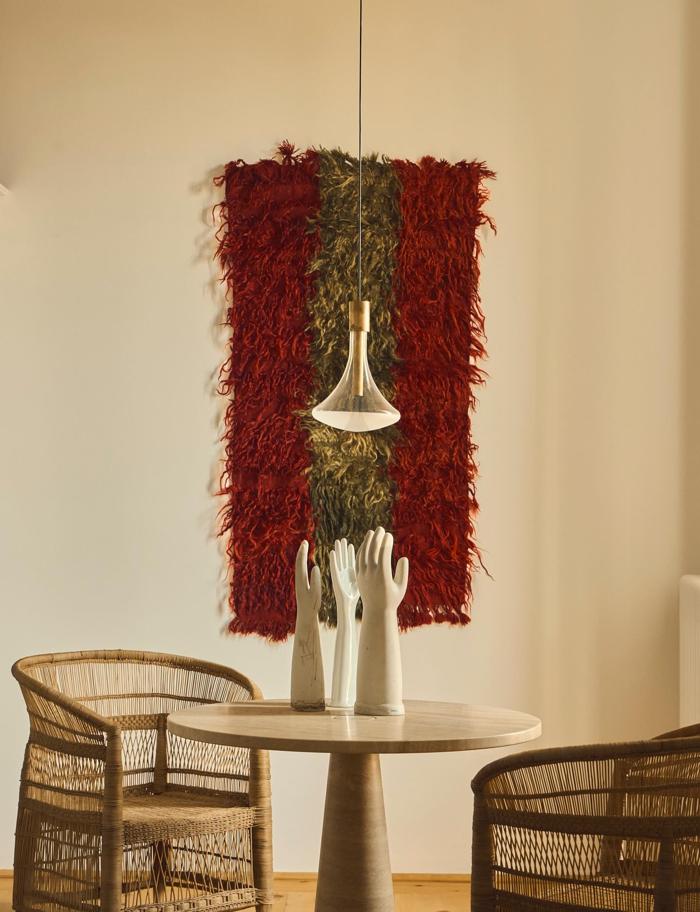 4. Combine a Pedestal Table with Woven Chairs