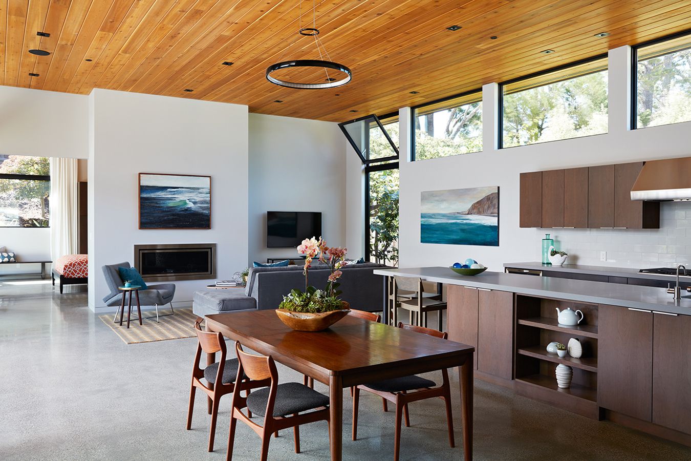 7. Echo a Wood Ceiling with a Classic Dining Set