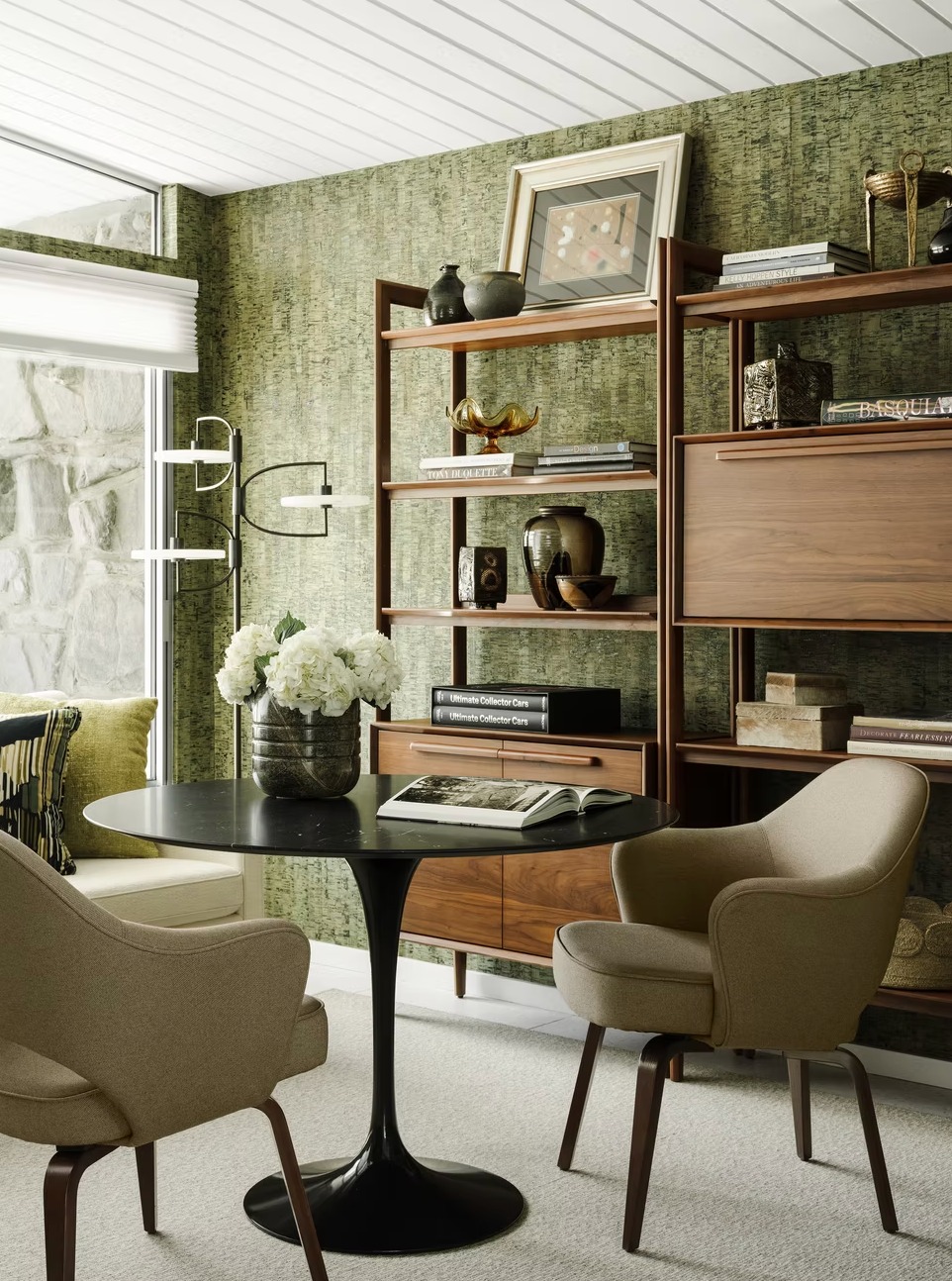 6. Layer Moss Green With Walnut and Oatmeal