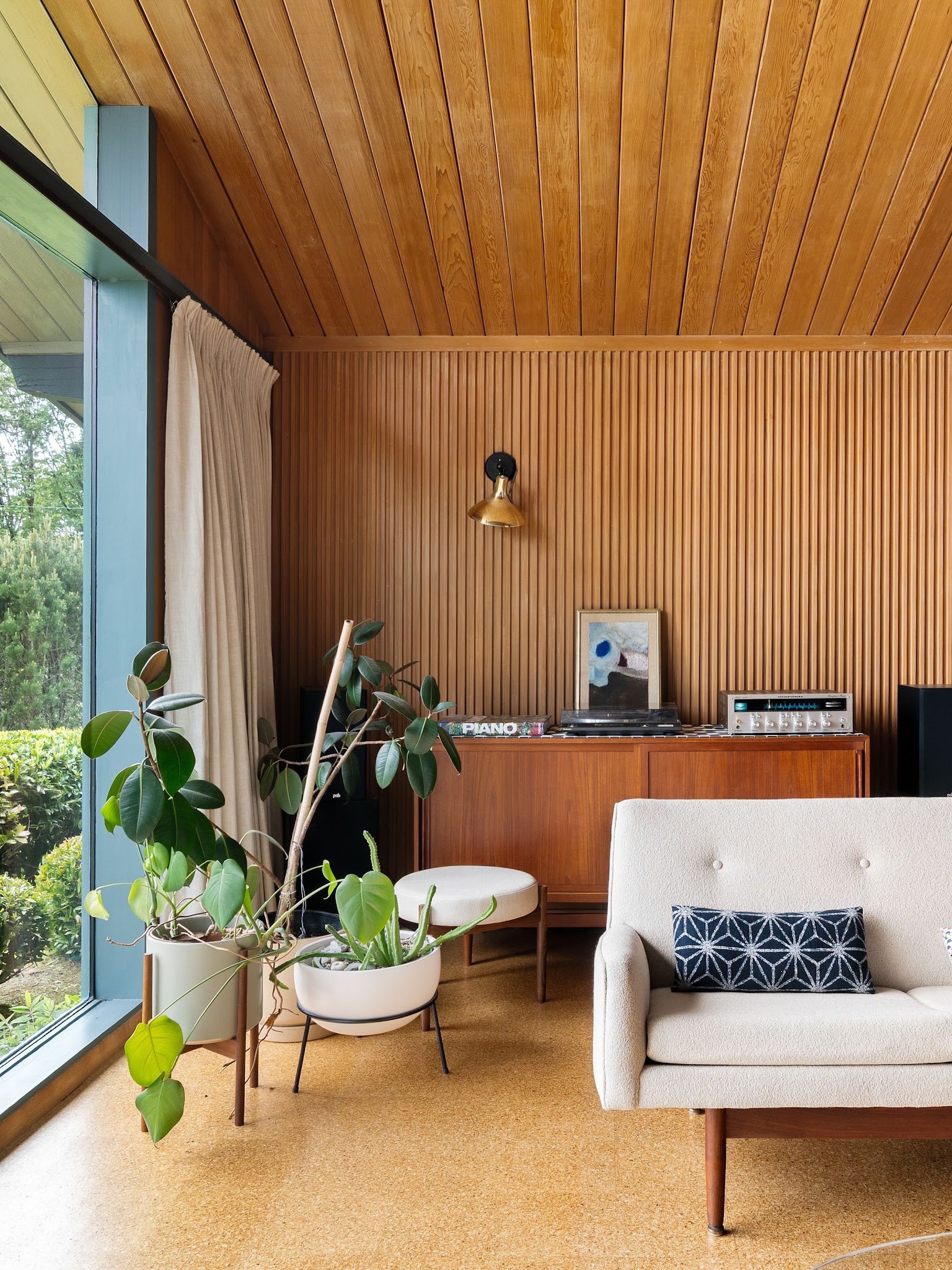 11. Cool Golden Wood With Dusty Blue