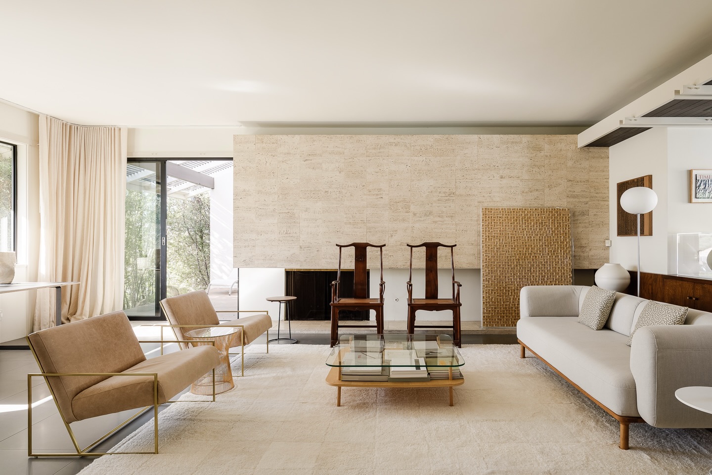 15. Mix Upright Wood Chairs With Low Modern Seating